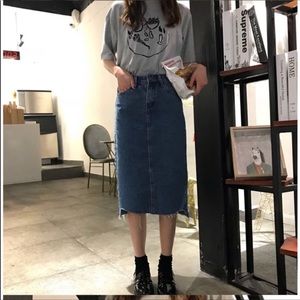 Denim midi skirt